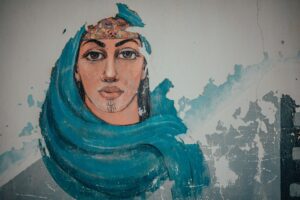 Woman in blue hijab